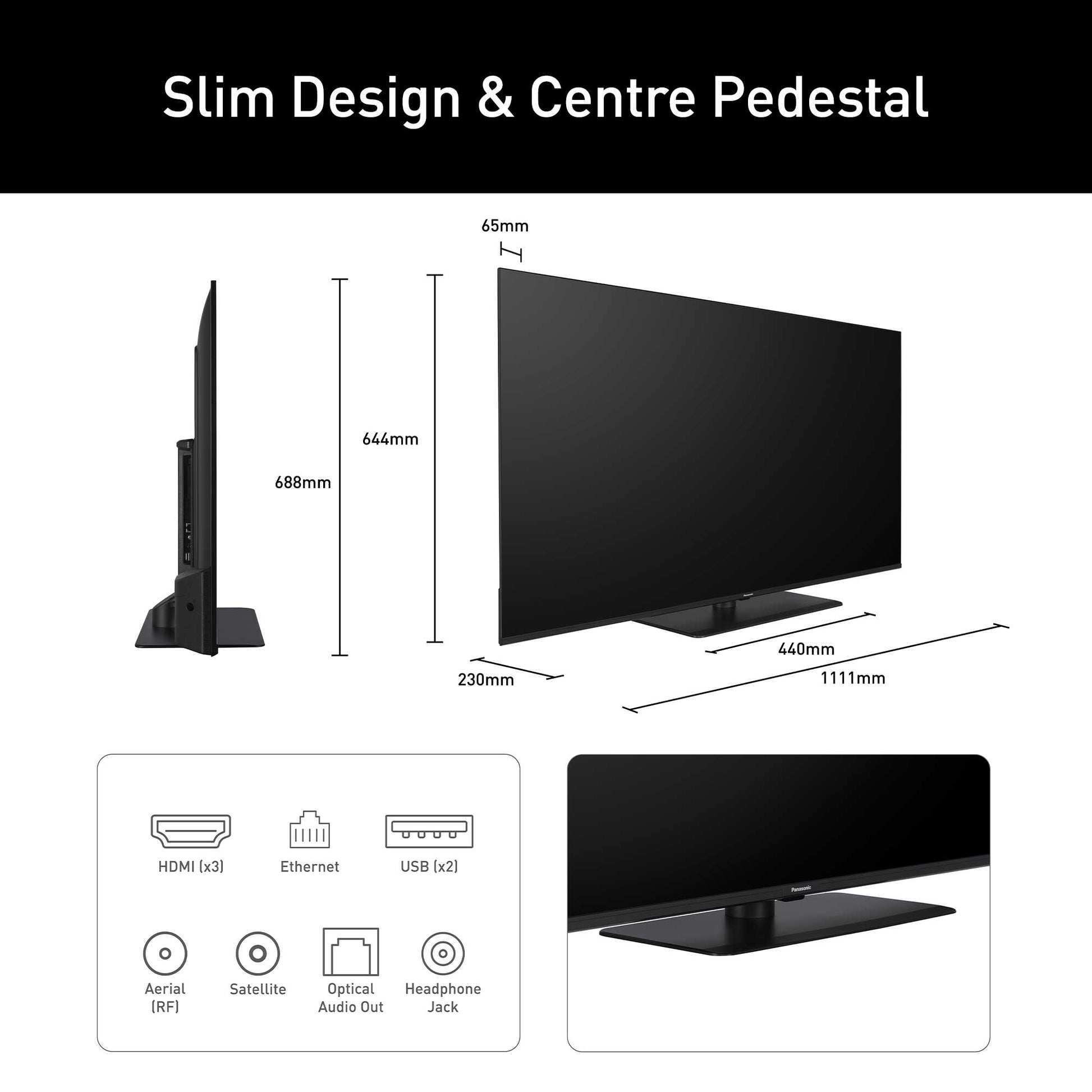 Panasonic TV-50W85BEY Dimensions