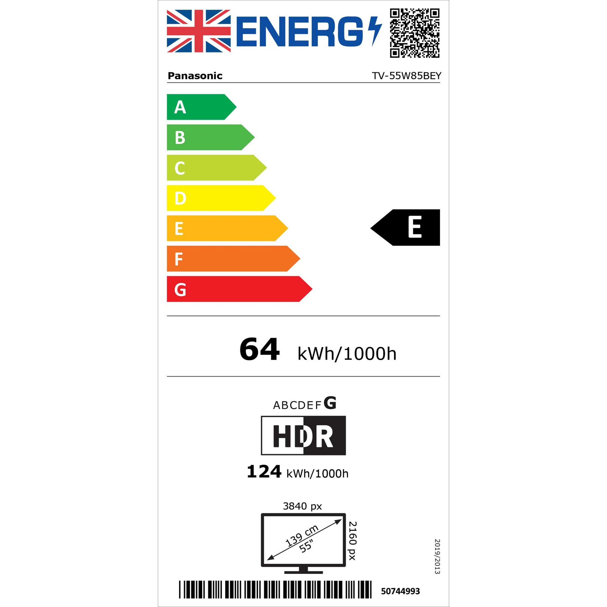 Panasonic TV-55W85BEY Energy Label