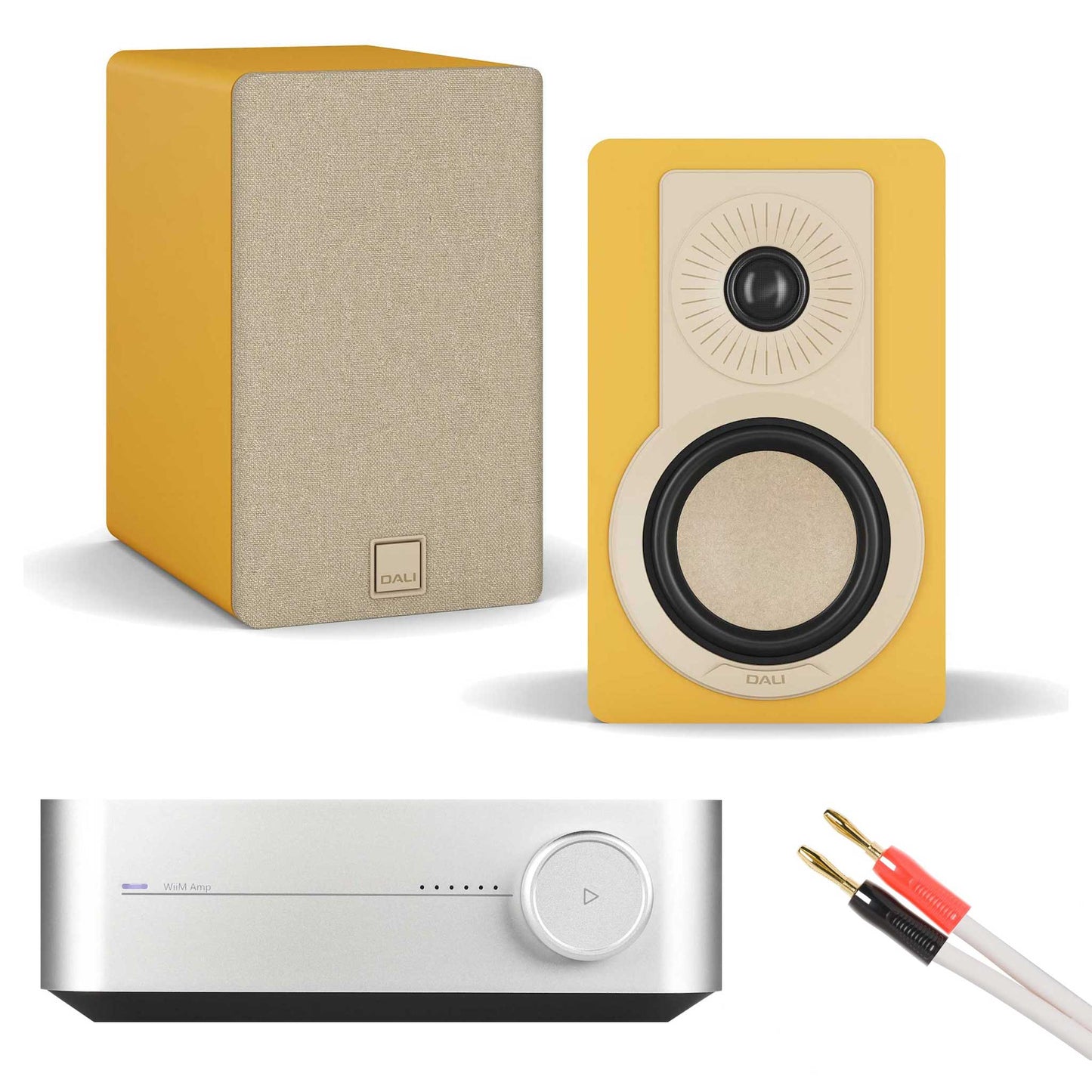 WiiM Amp Silver with Dali Kupid Golden Yellow