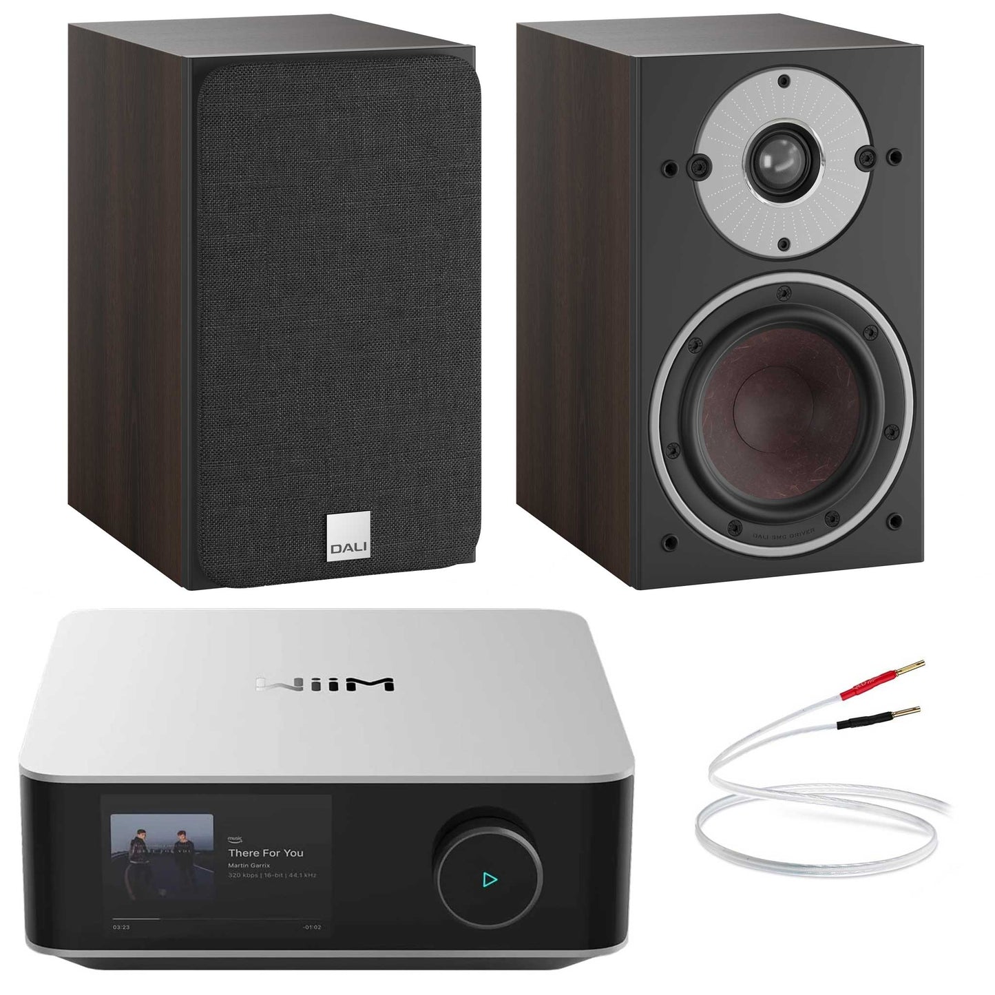 WiiM Amp Ultra Silver with Dali Oberon 1 Walnut