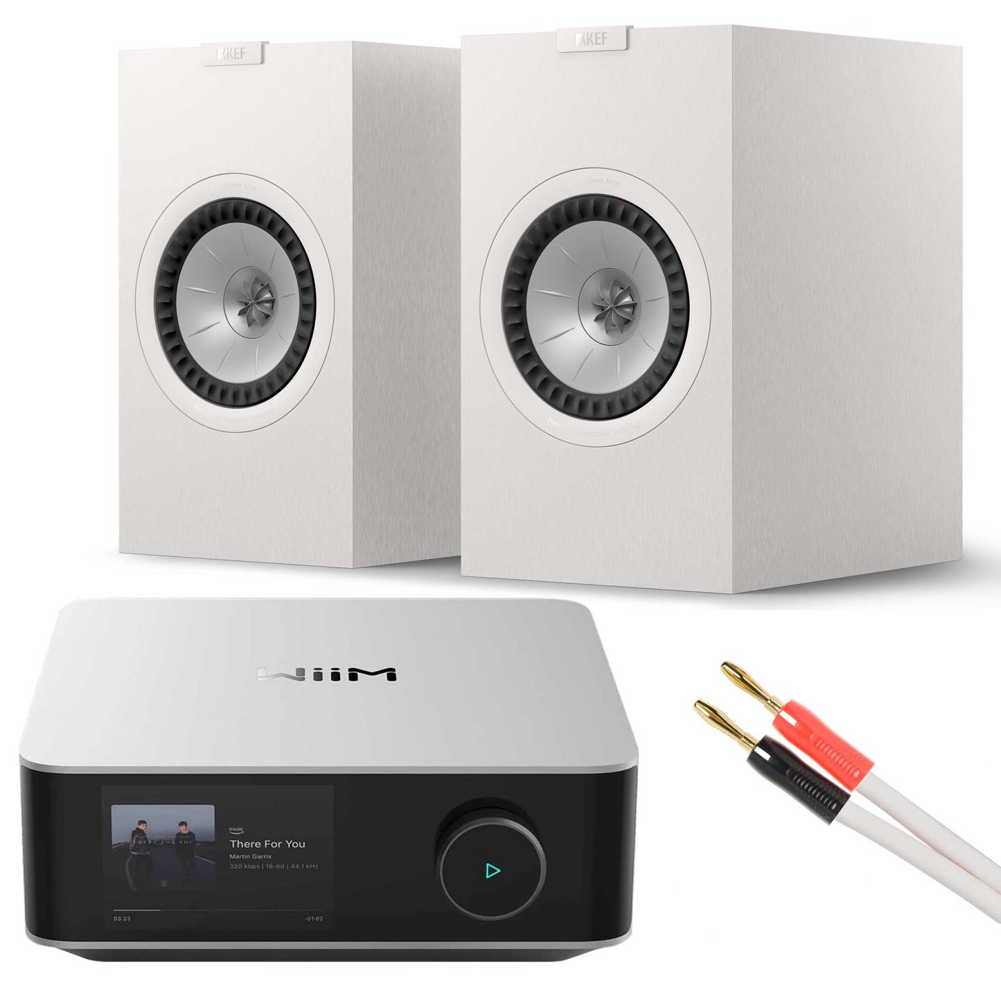 WiiM Amp Ultra Silver with KEF Q3 Meta Satin White