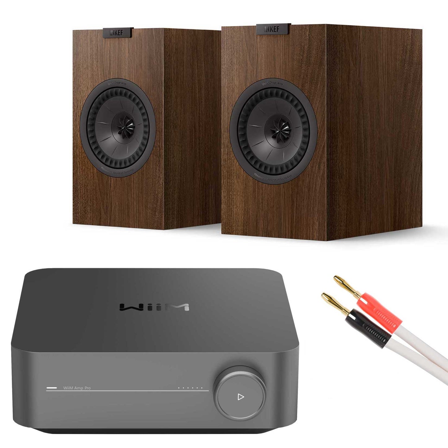 WiiM Amp Pro with KEF Q1 Meta Walnut
