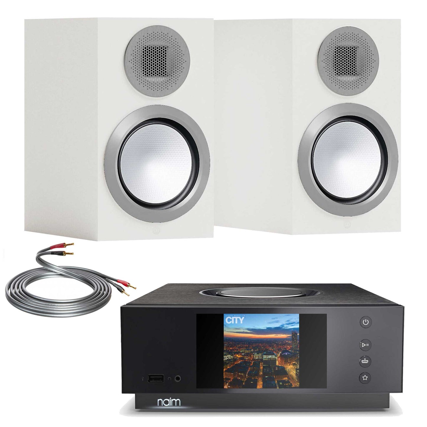 Naim Uniti Atom with Monitor Audio Bronze 50 6G Satin Wite