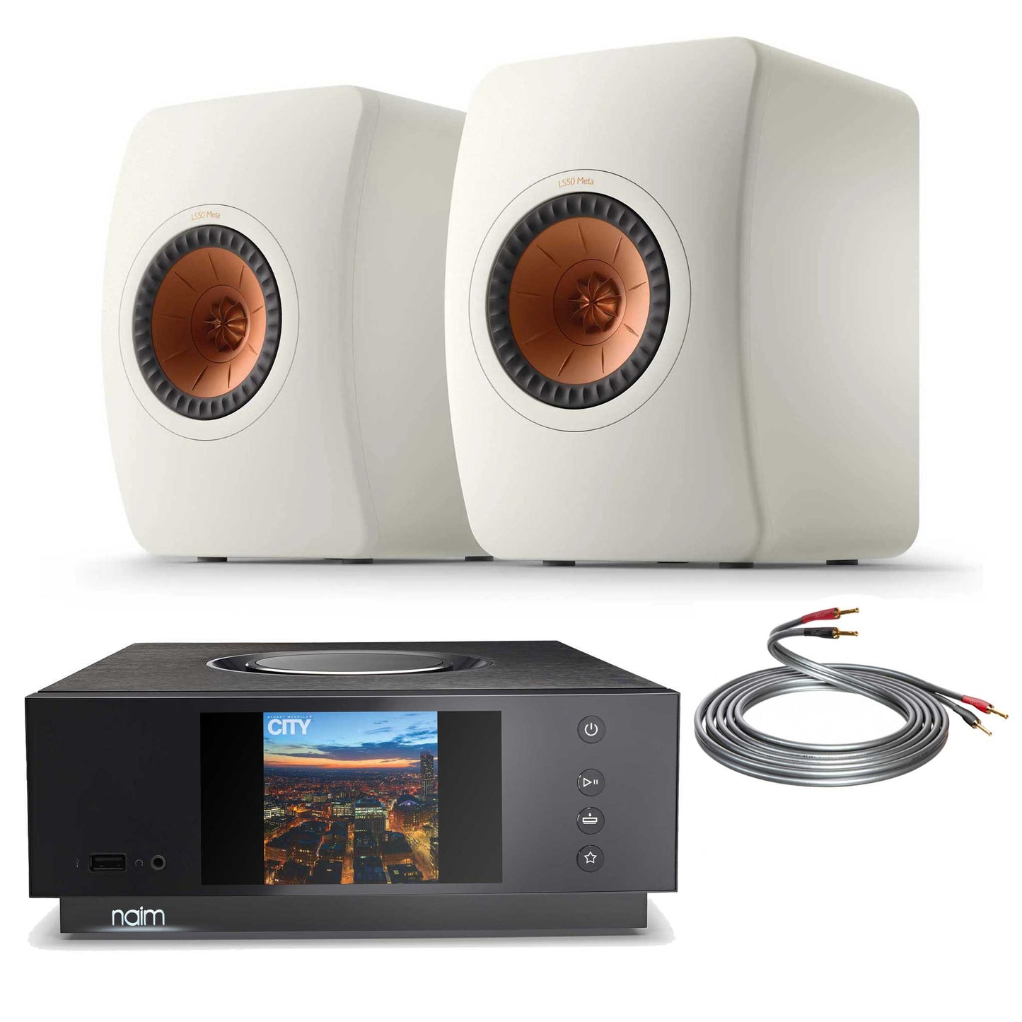 Naim Uniti Atom With KEF LS50 Meta Mineral White