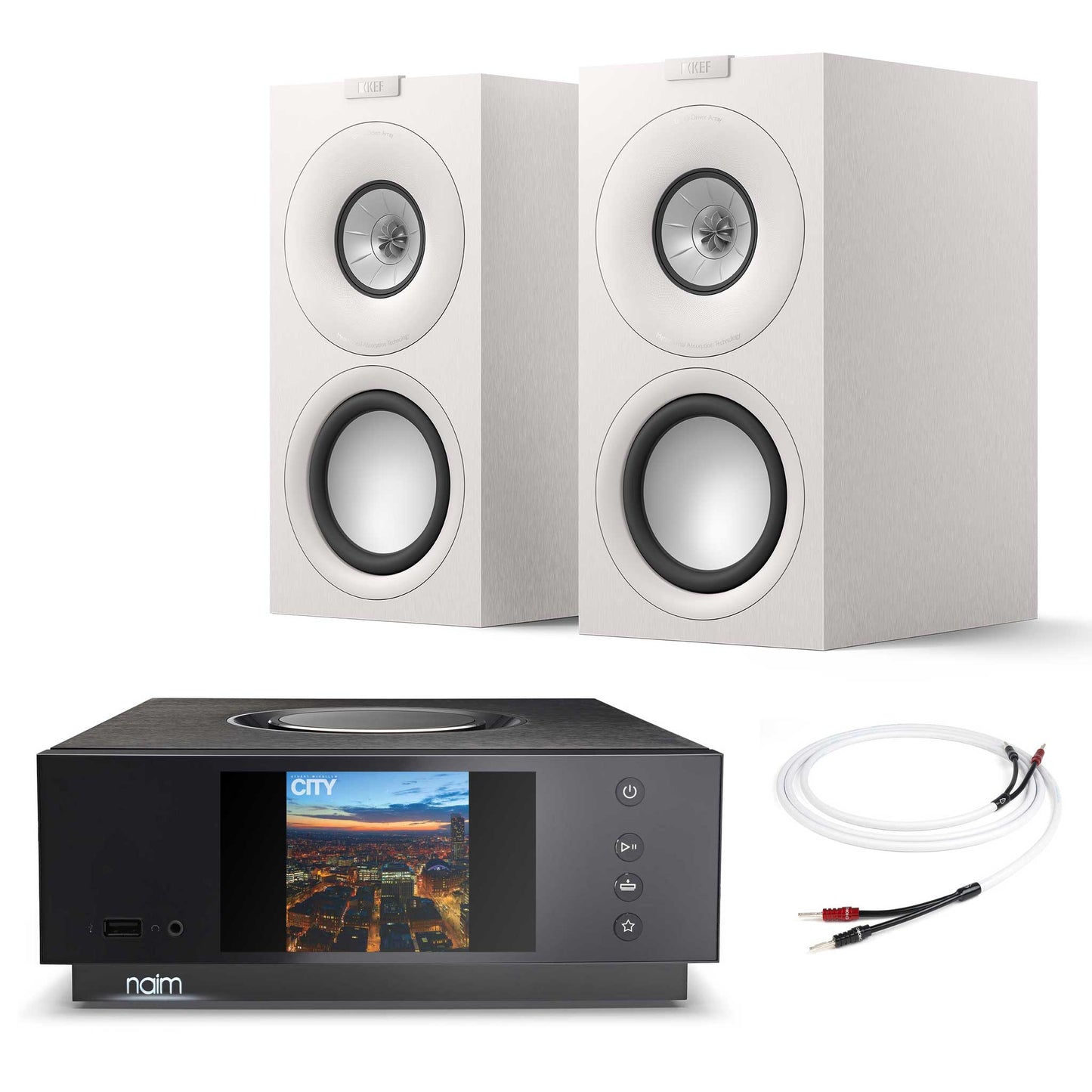 Naim Uniti Atom with KEF Q Concerto Meta Satin White