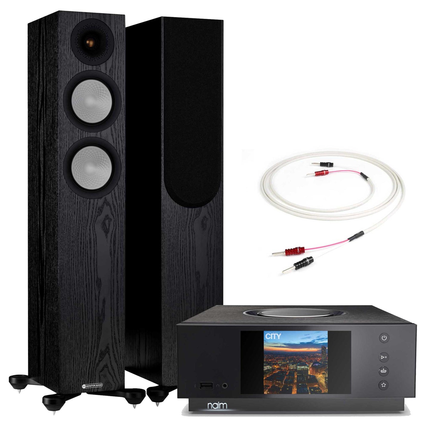 Naim Uniti Atom with Monitor Audio Silver 200 7G Black Oak