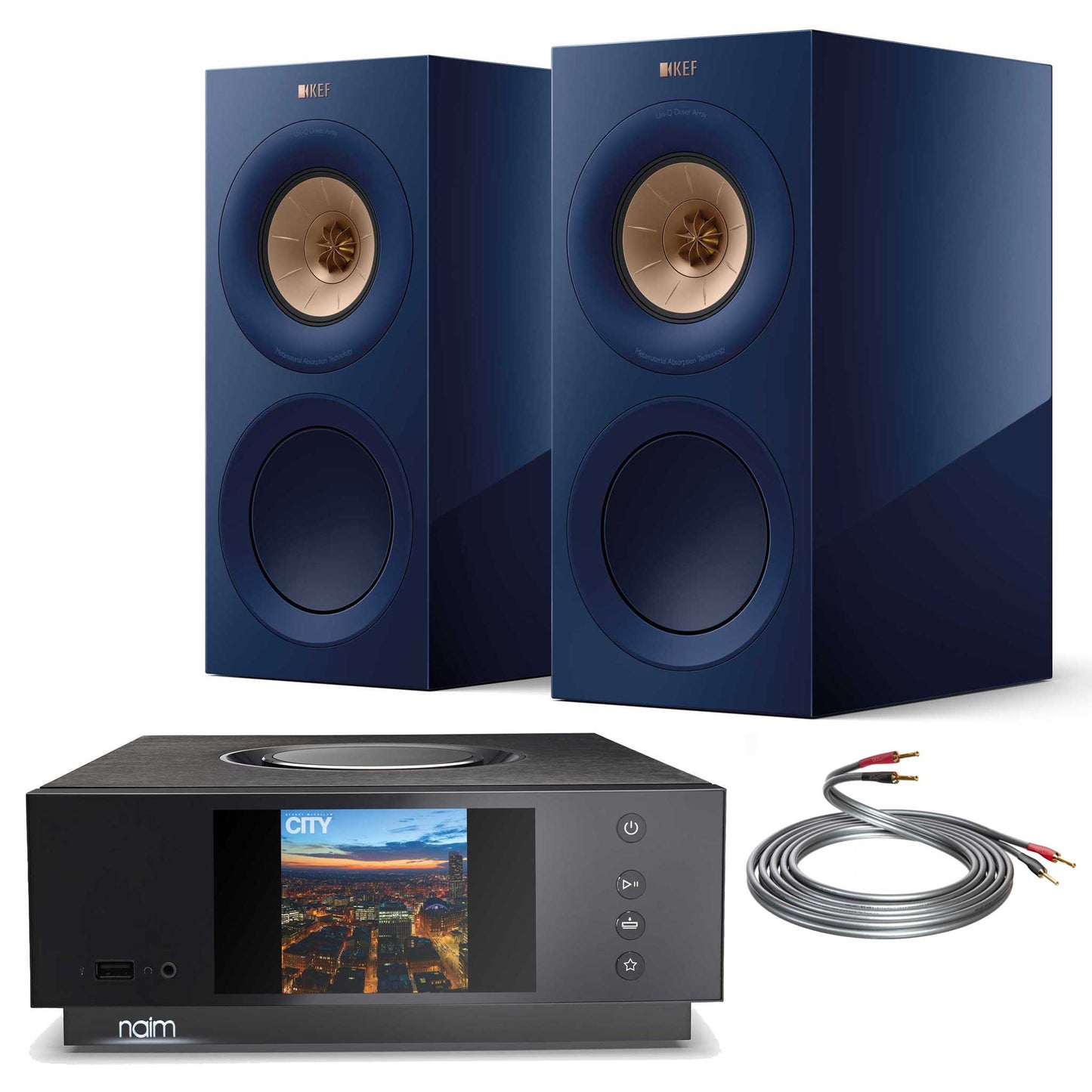 Naim Uniti Atom With KEF R3 Meta Indigo Gloss