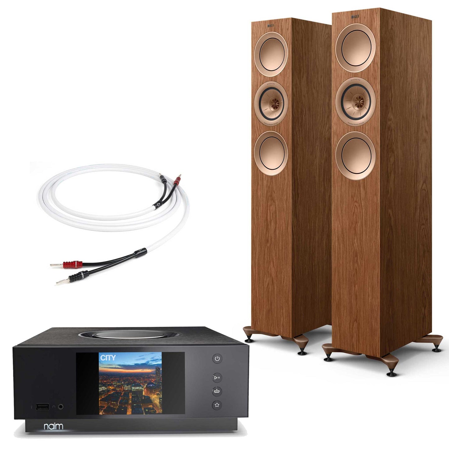 Naim Uniti Atom With KEF R5 Meta Walnut