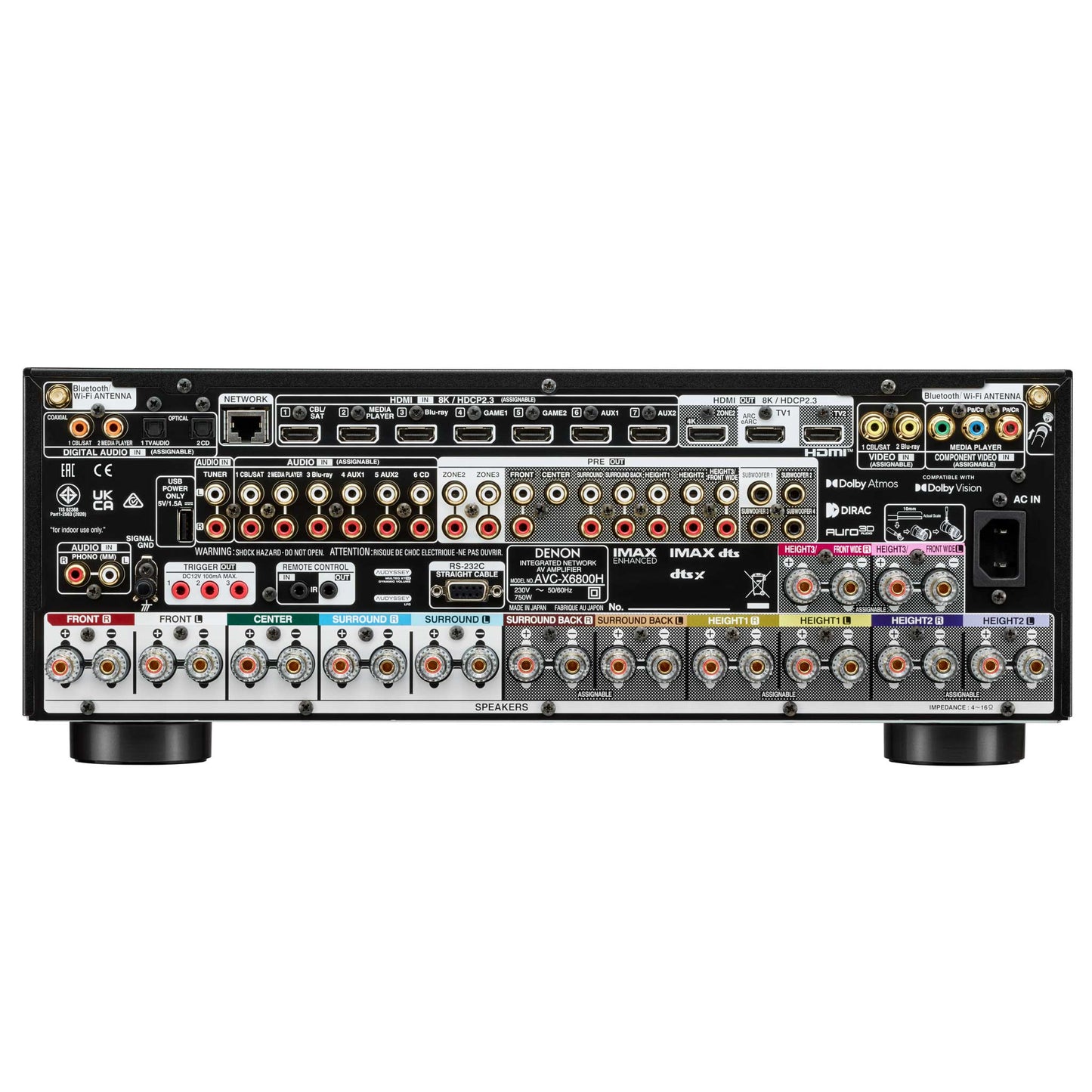 Denon AVC-X6800H Rear View