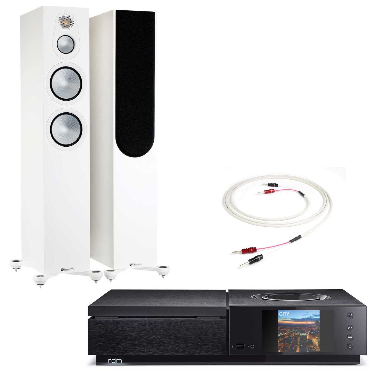 Naim Uniti Star wth Monitor Audio Silver 300 Satin White