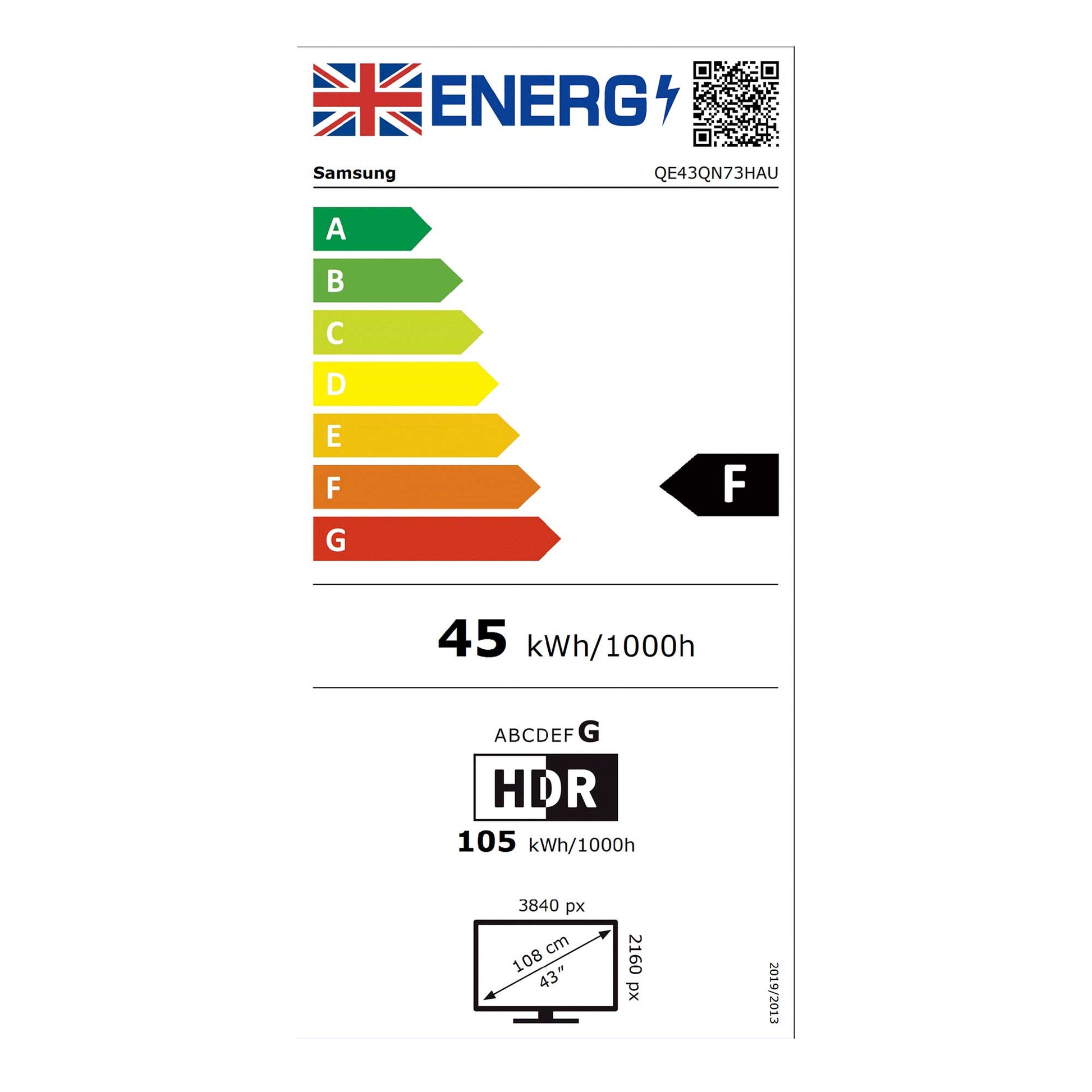 Samsung QE43QN73H Energy Label