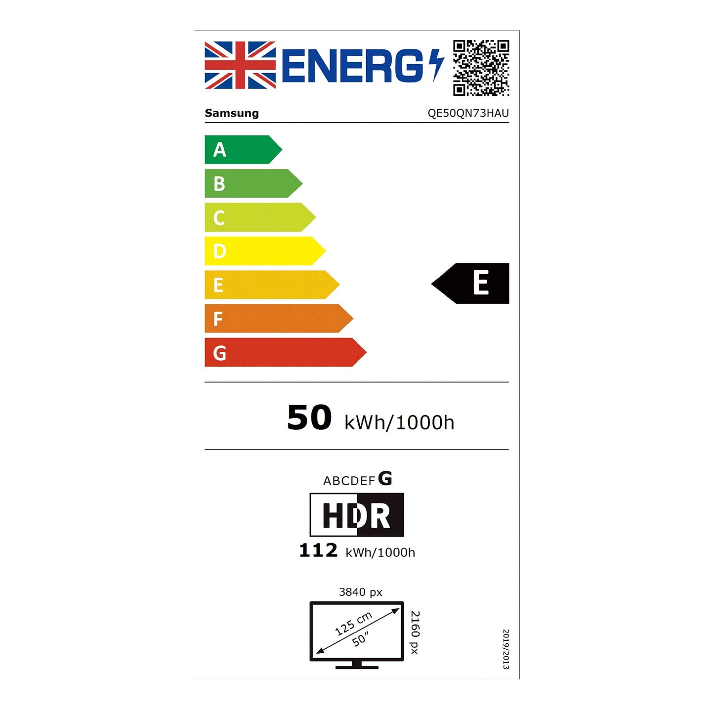 Samsung QE50QN73H Energy Label