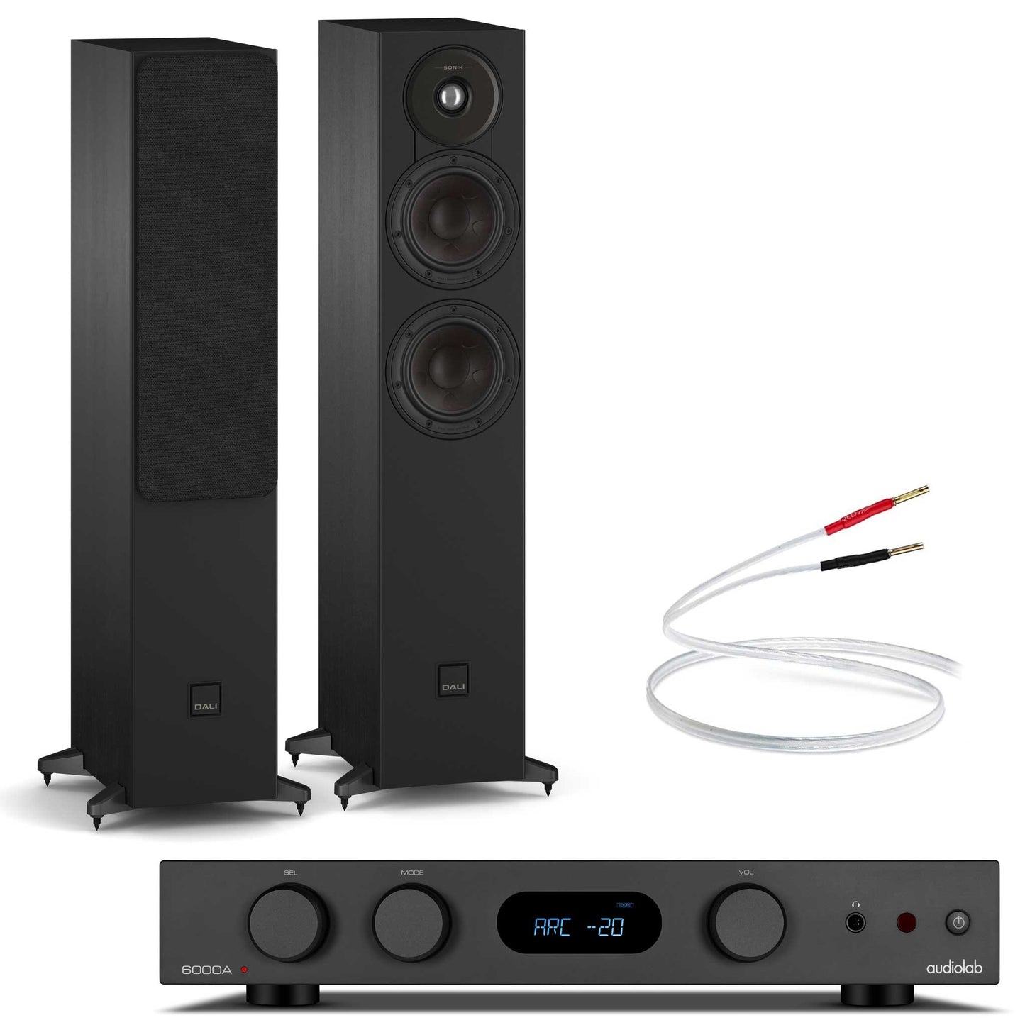Audiolab 6000A MKII Black with Dali SONIK 5 Black Ash
