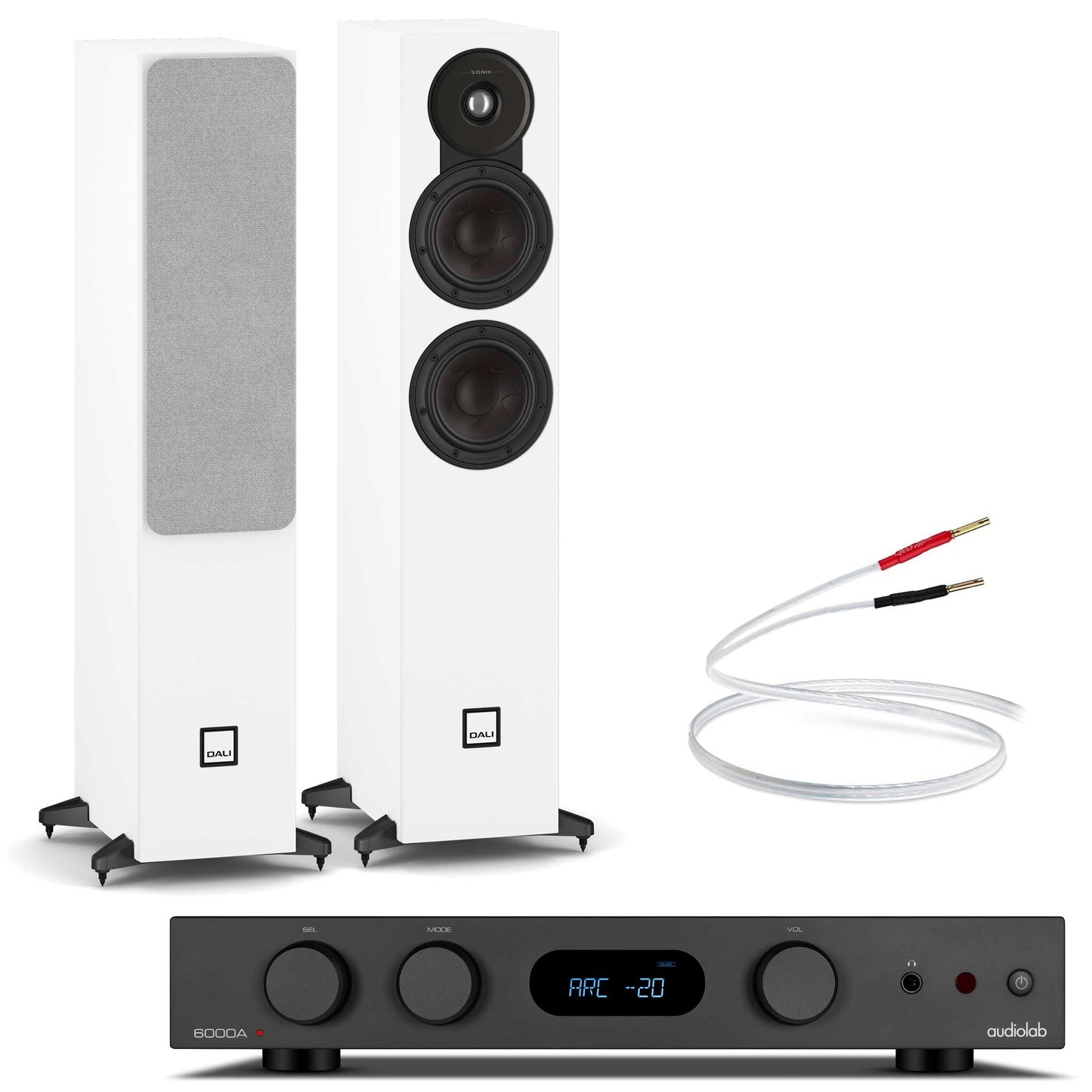 Audiolab 6000A MKII Black with Dali SONIK 5 White