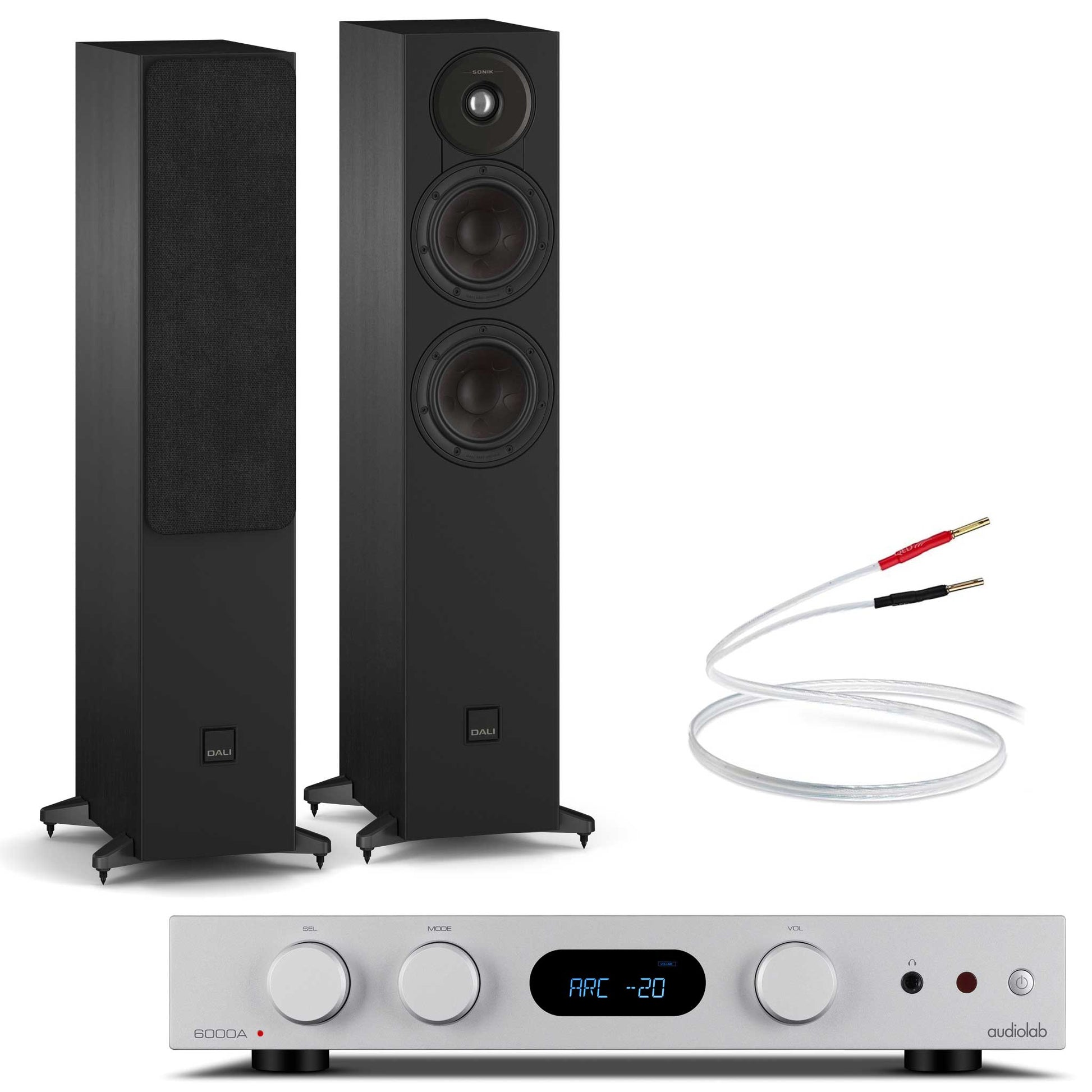 Audiolab 6000A MKII Silver with Dali SONIK 5 Black Ash