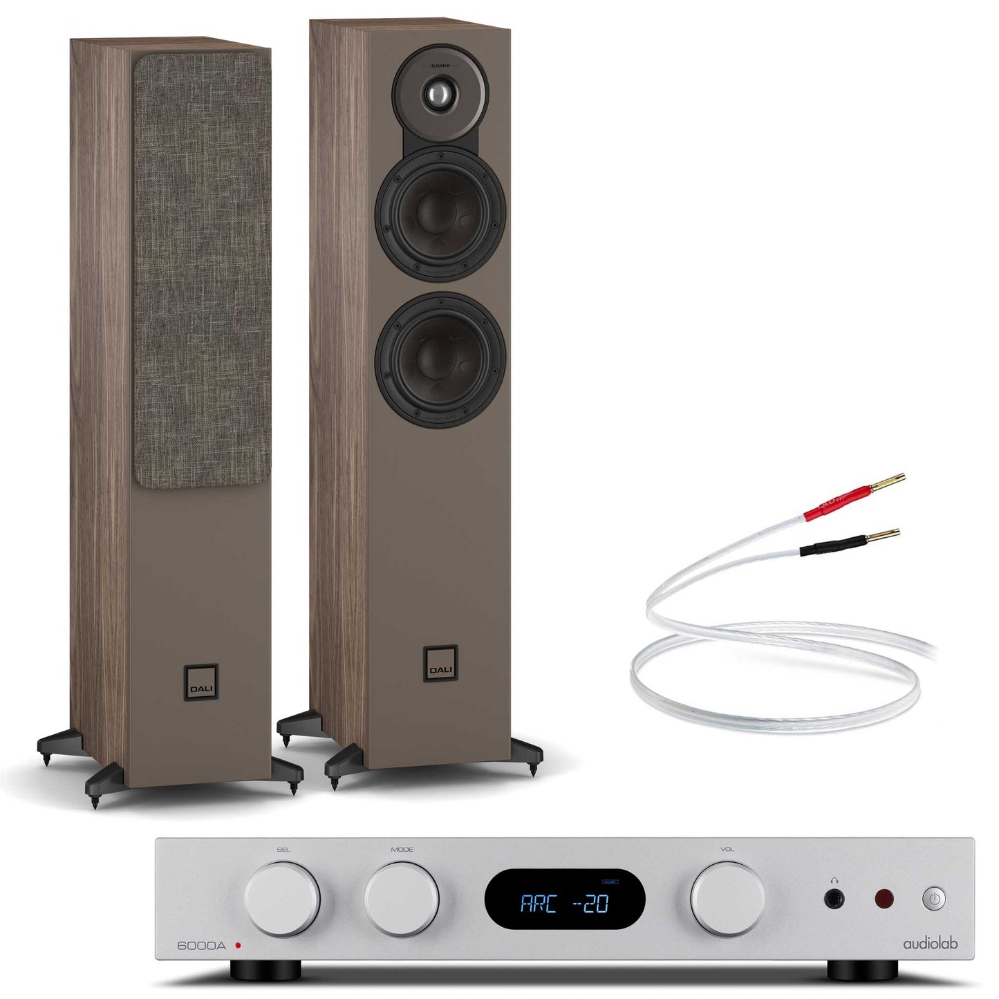 Audiolab 6000A MKII Silver with Dali SONIK 5 Walnut 