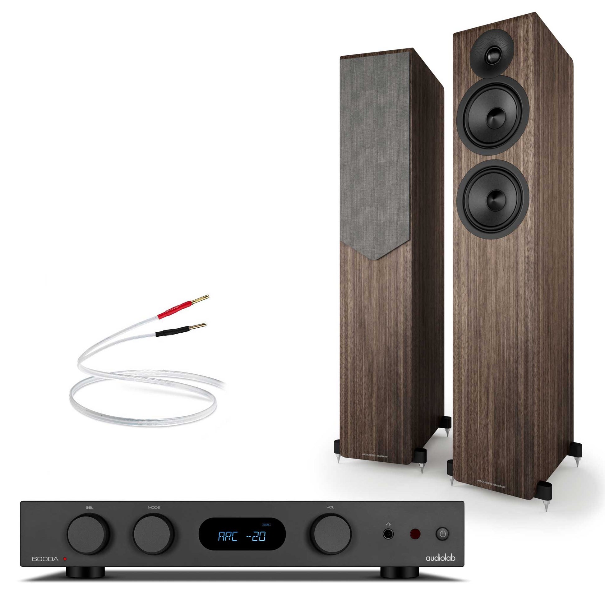Audiolab 6000A MKII Black with Acoustic Energy AE309² Walnut