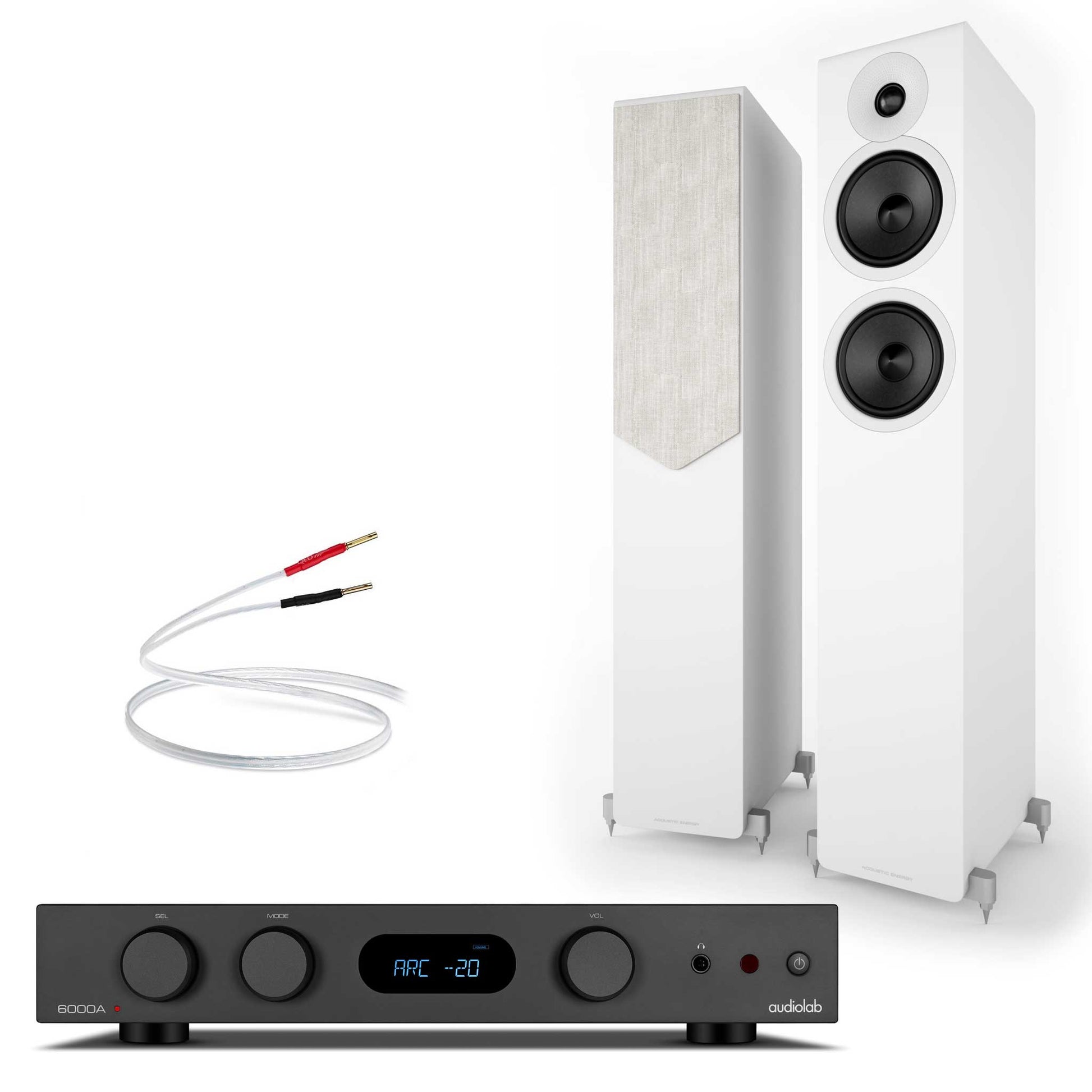 Audiolab 6000A MKII Black with Acoustic Energy AE309² White
