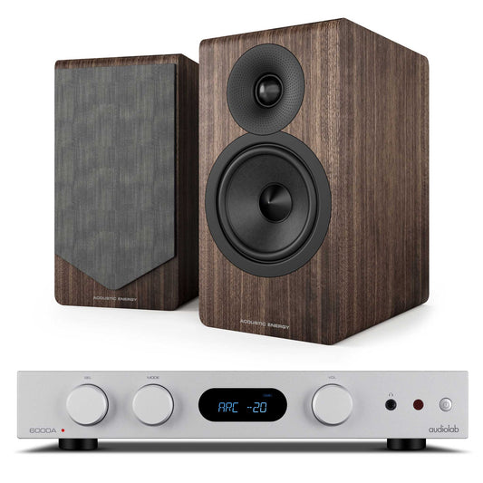 Audiolab 6000A MKII Silver with Acoustic Energy AE300² Walnut