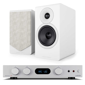 Audiolab 6000A MKII Silver with Acoustic Energy AE300² Matte White
