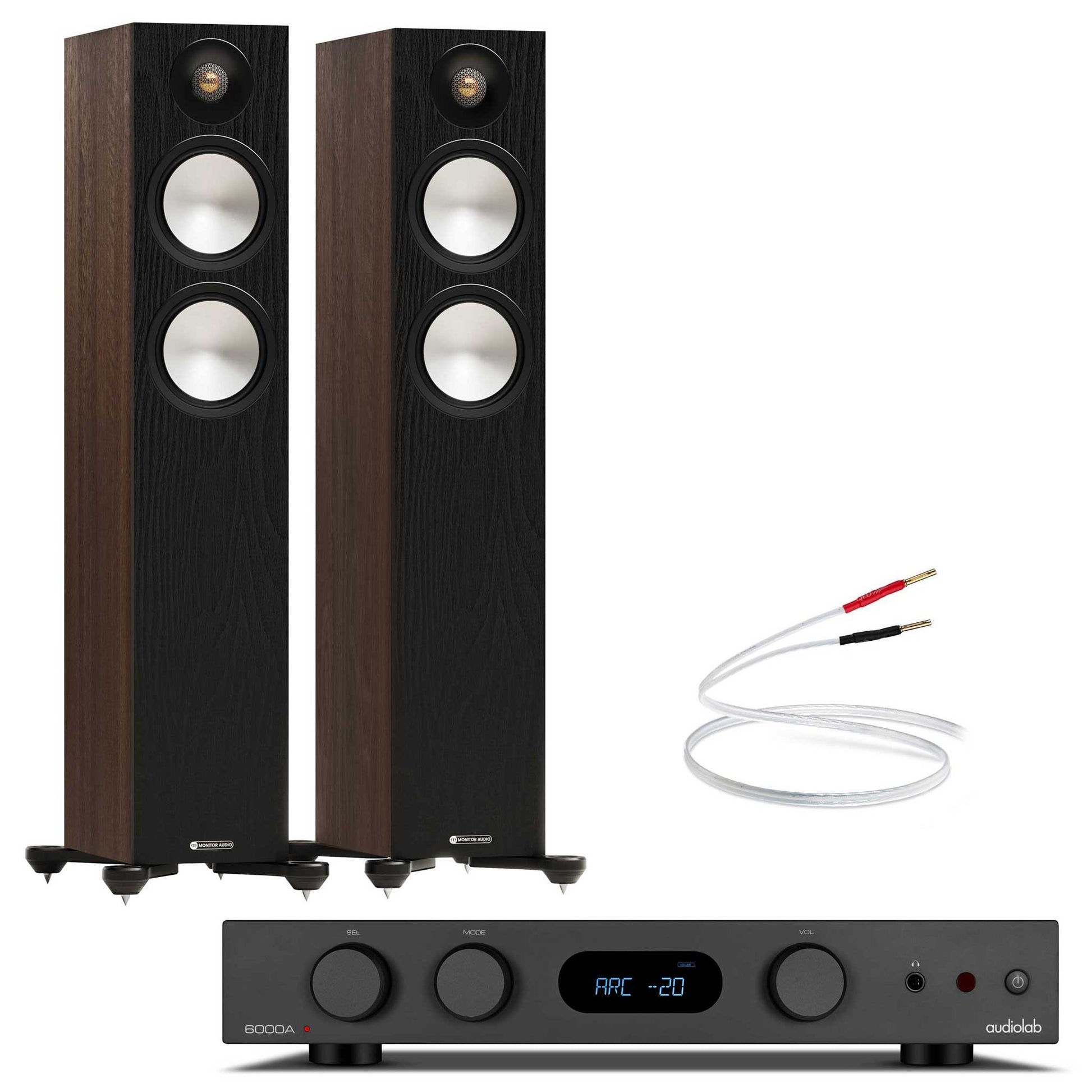 Audiolab 6000A MKII Black with Monitor Audio Bronze 300 7G Walnut