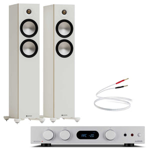 Audiolab 6000A MKII Silver with Monitor Audio Bronze 300 7G White