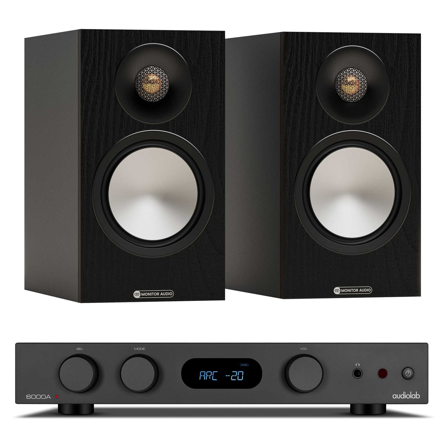 Audiolab 6000A MKII Black with Monitor Audio Bronze 50 7G Black