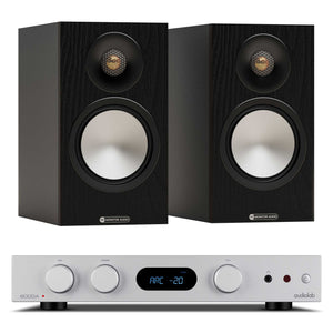 Audiolab 6000A MKII Silver with Monitor Audio Bronze 50 7G Black