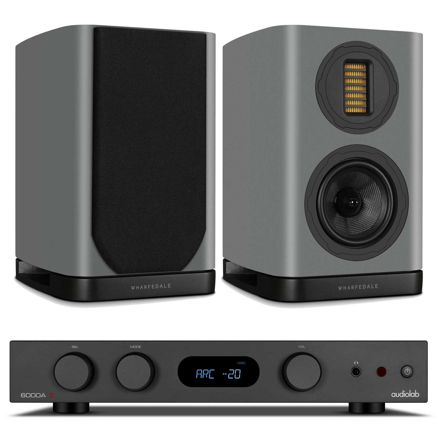 Audiolab 6000A MKII Black with Wharfedale EVO 5.1 Grey