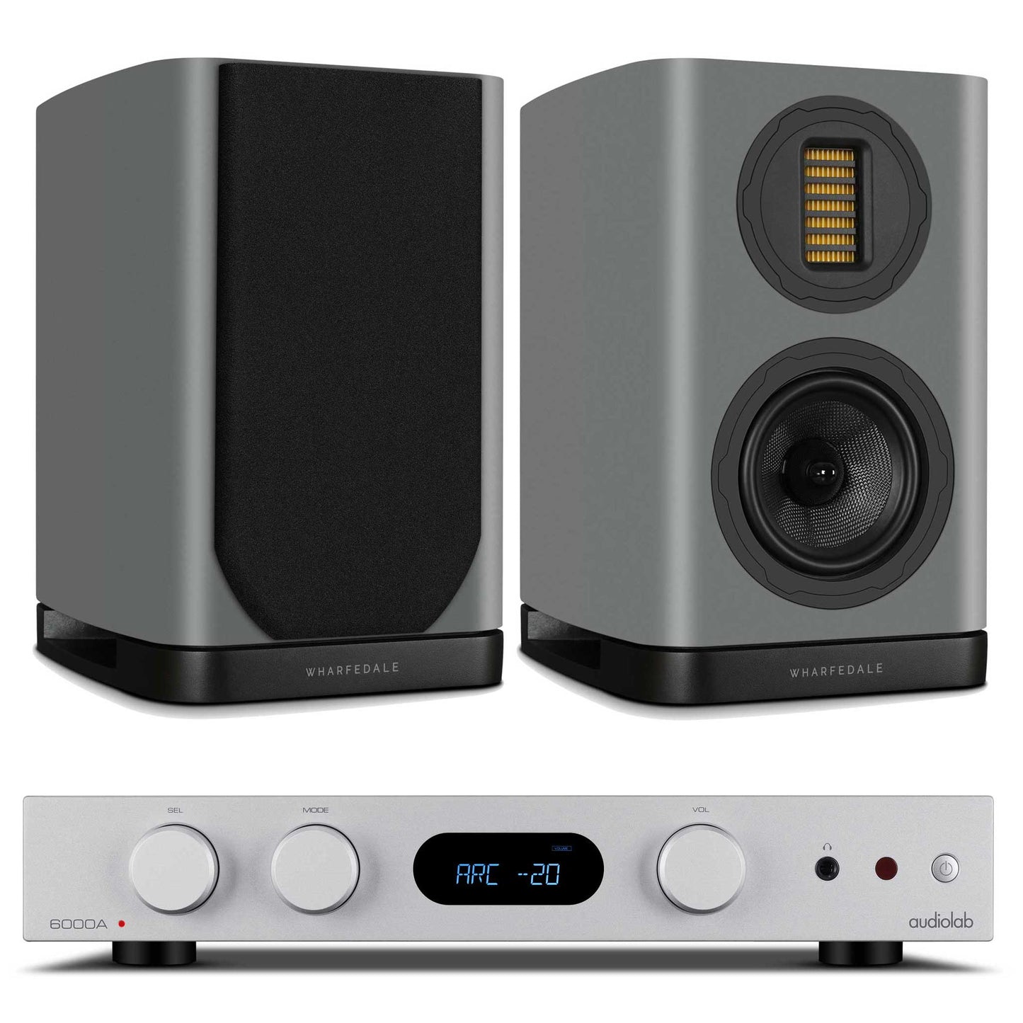 Audiolab 6000A MKII Silver with Wharfedale EVO 5.1 Grey