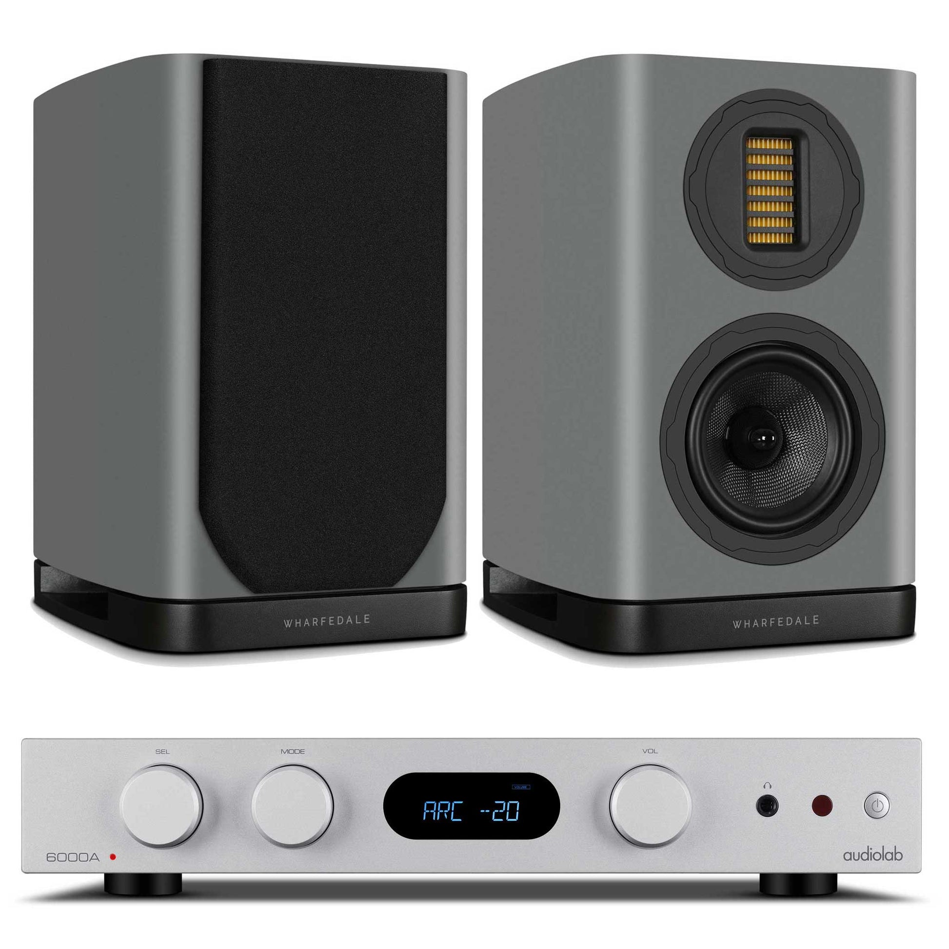 Audiolab 6000A MKII Silver with Wharfedale EVO 5.1 Grey