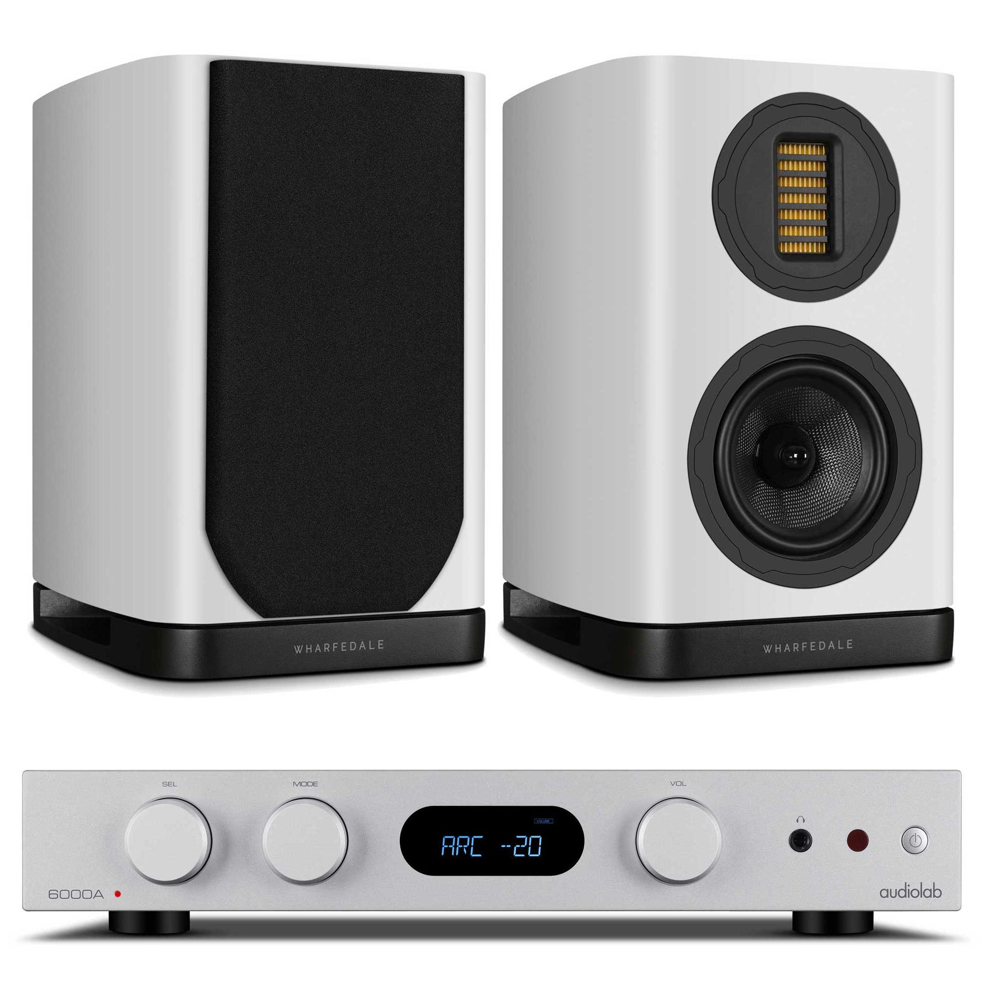 Audiolab 6000A MKII Silver with Wharfedale EVO 5.1 White
