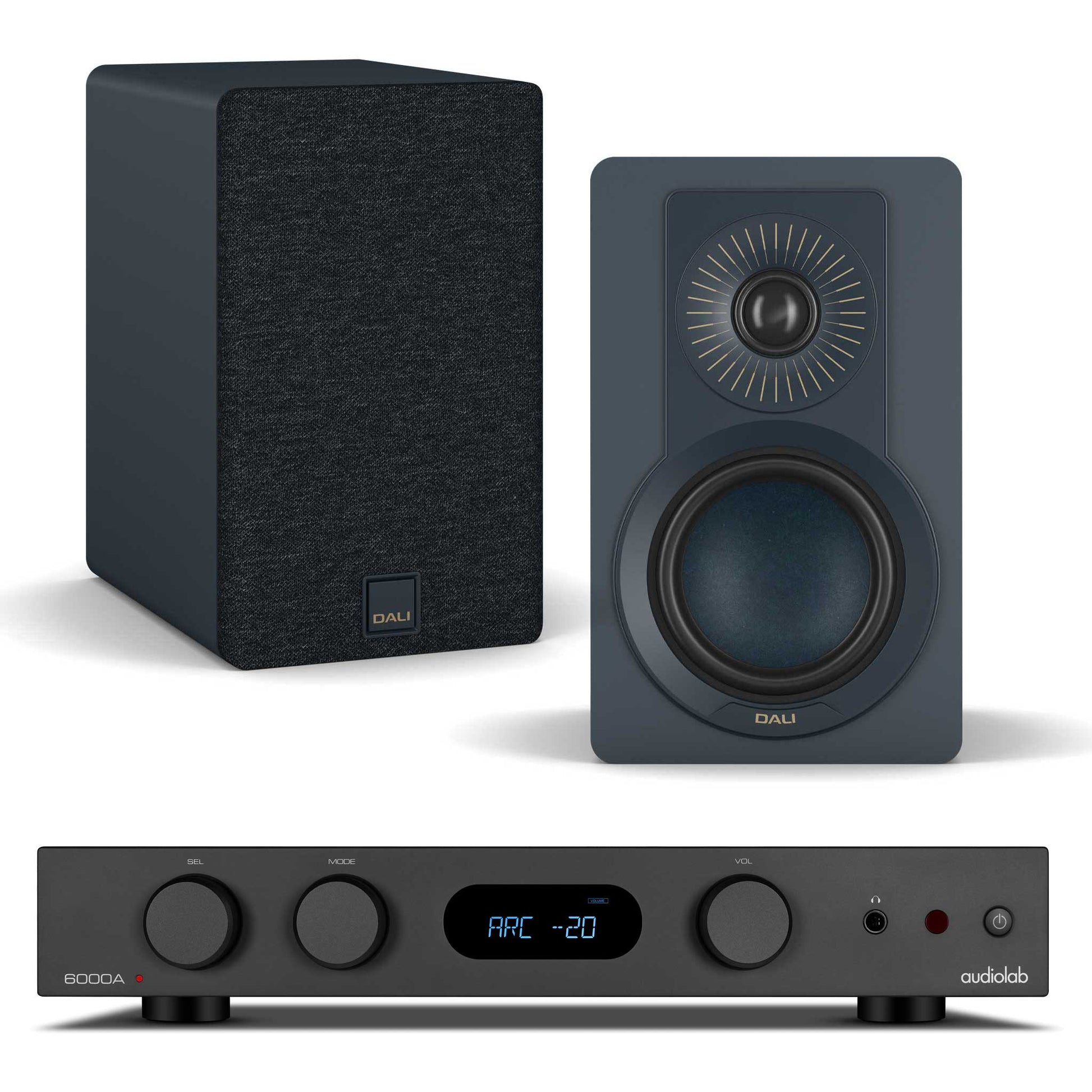 Audiolab 6000A MKII Black with Dali Kupid Chilly Blue