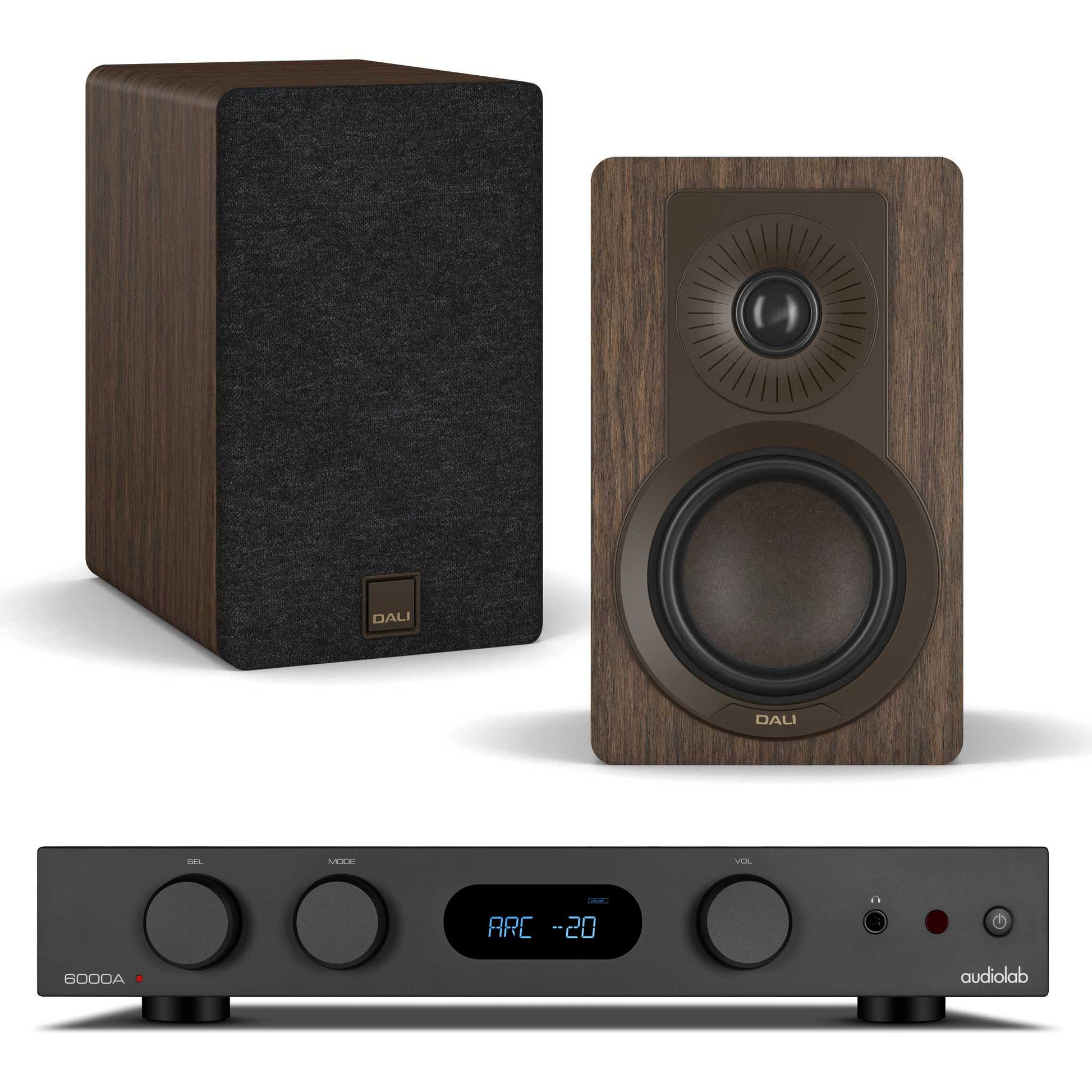 Audiolab 6000A MKII Black with Dali Kupid Dark Walnut