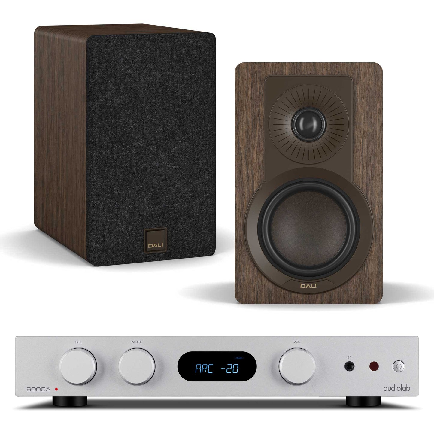 Audiolab 6000A MKII Silver with Dali Kupid Dark Walnut