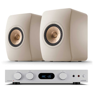Audiolab 6000A MKII Silver with KEF LS50 Meta Sand Shell
