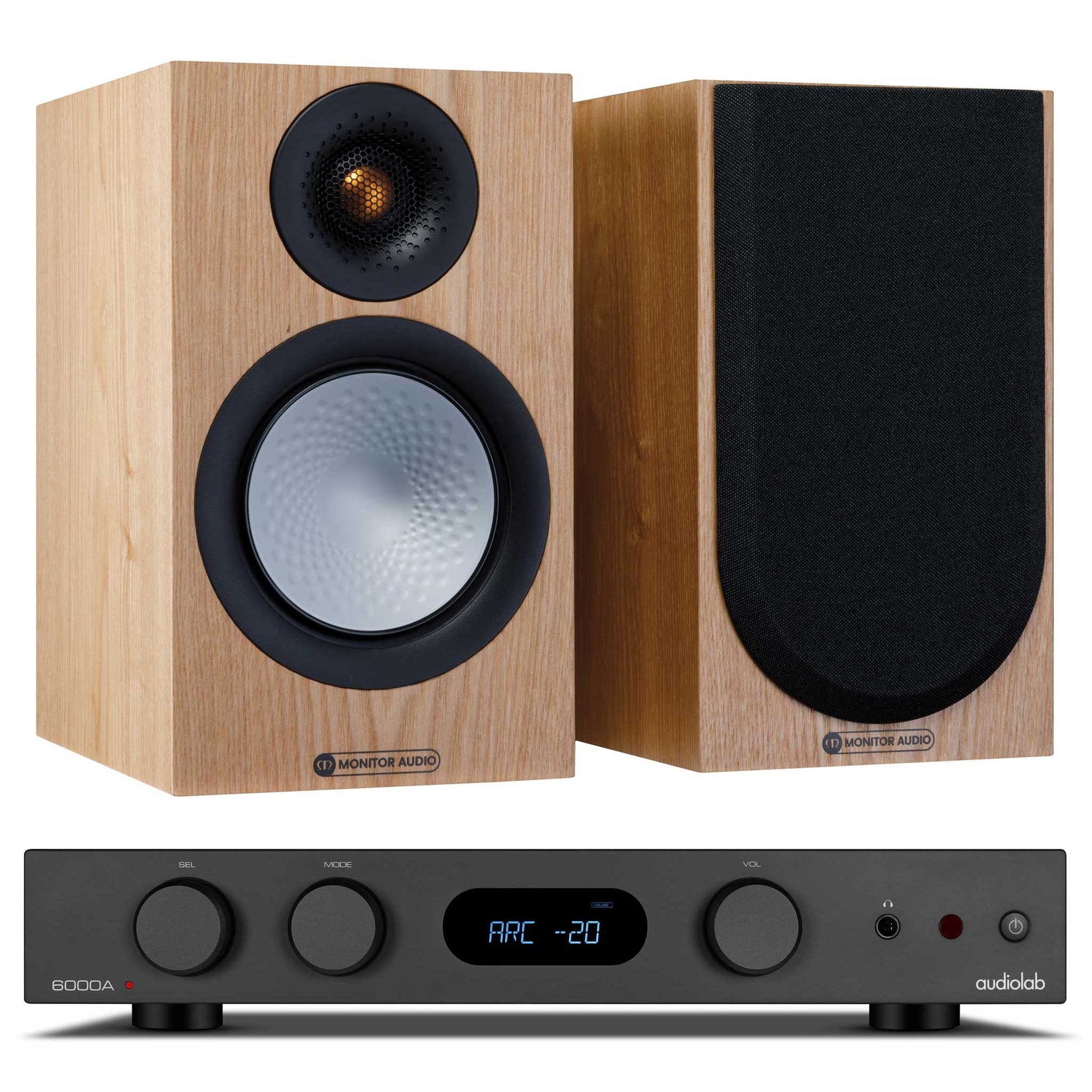 Audiolab 6000A MKII Black with Monitor Audio Silver 50 Ash