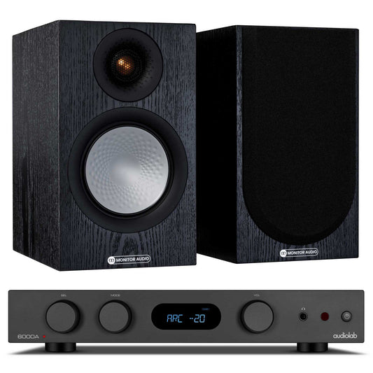 Audiolab 6000A MKII Black with Monitor Audio Silver 50 Black Oak
