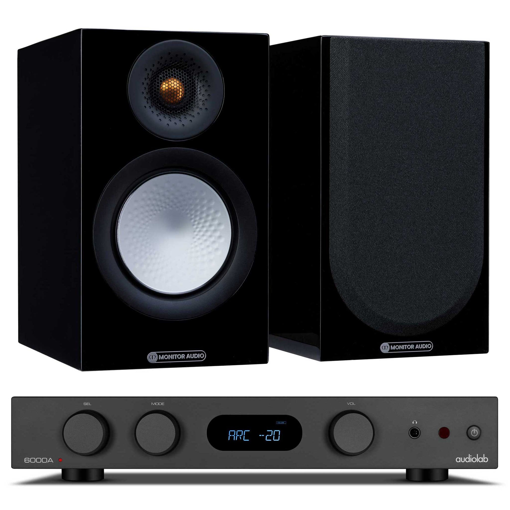 Audiolab 6000A MKII Black with Monitor Audio Silver 50 Gloss Black