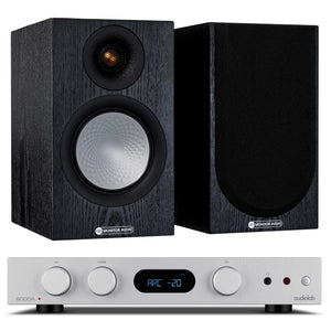 Audiolab 6000A MKII Silver with Monitor Audio Silver 50 Black Oak