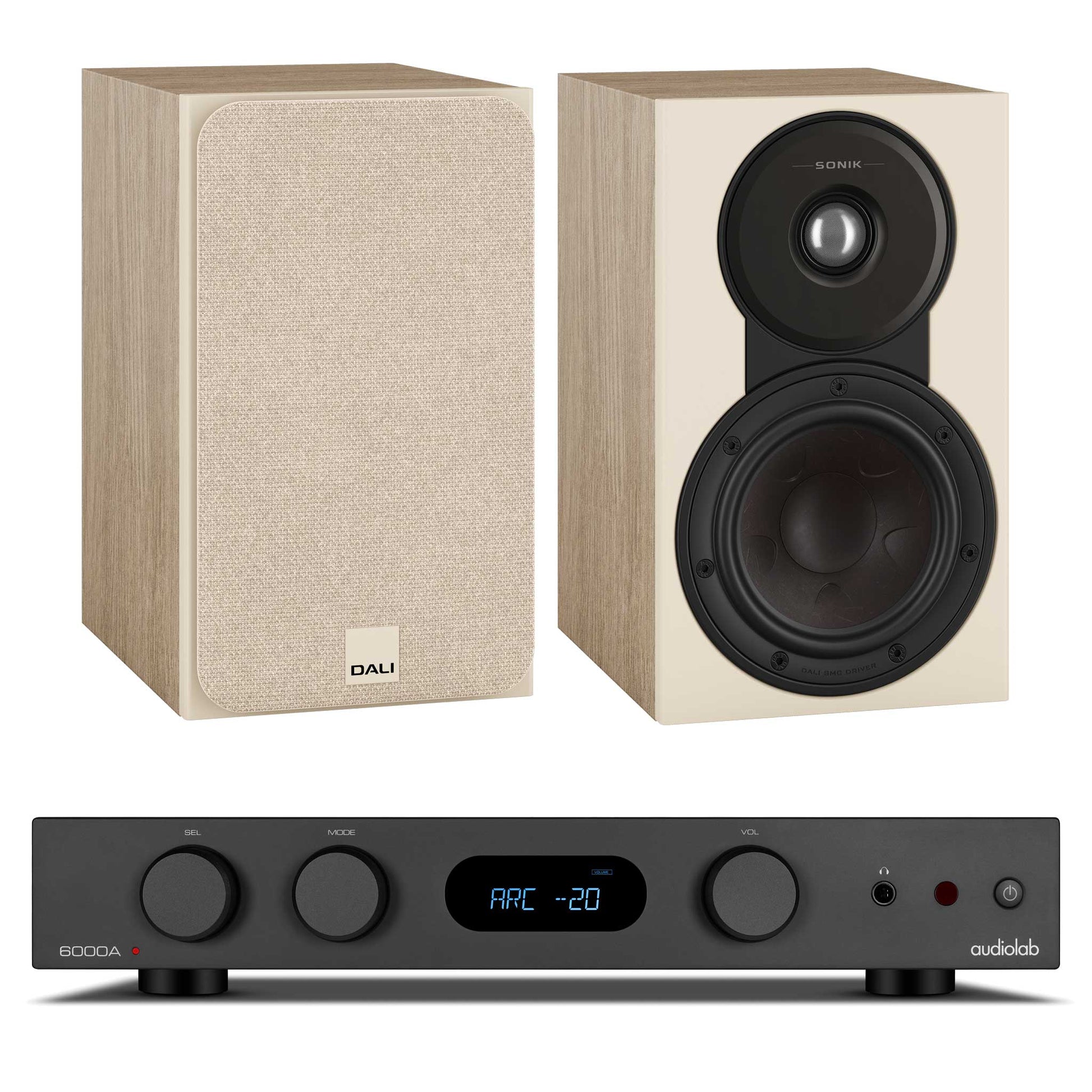 Audiolab 6000A MKII Black with Dali SONIK 1 Natural Oak