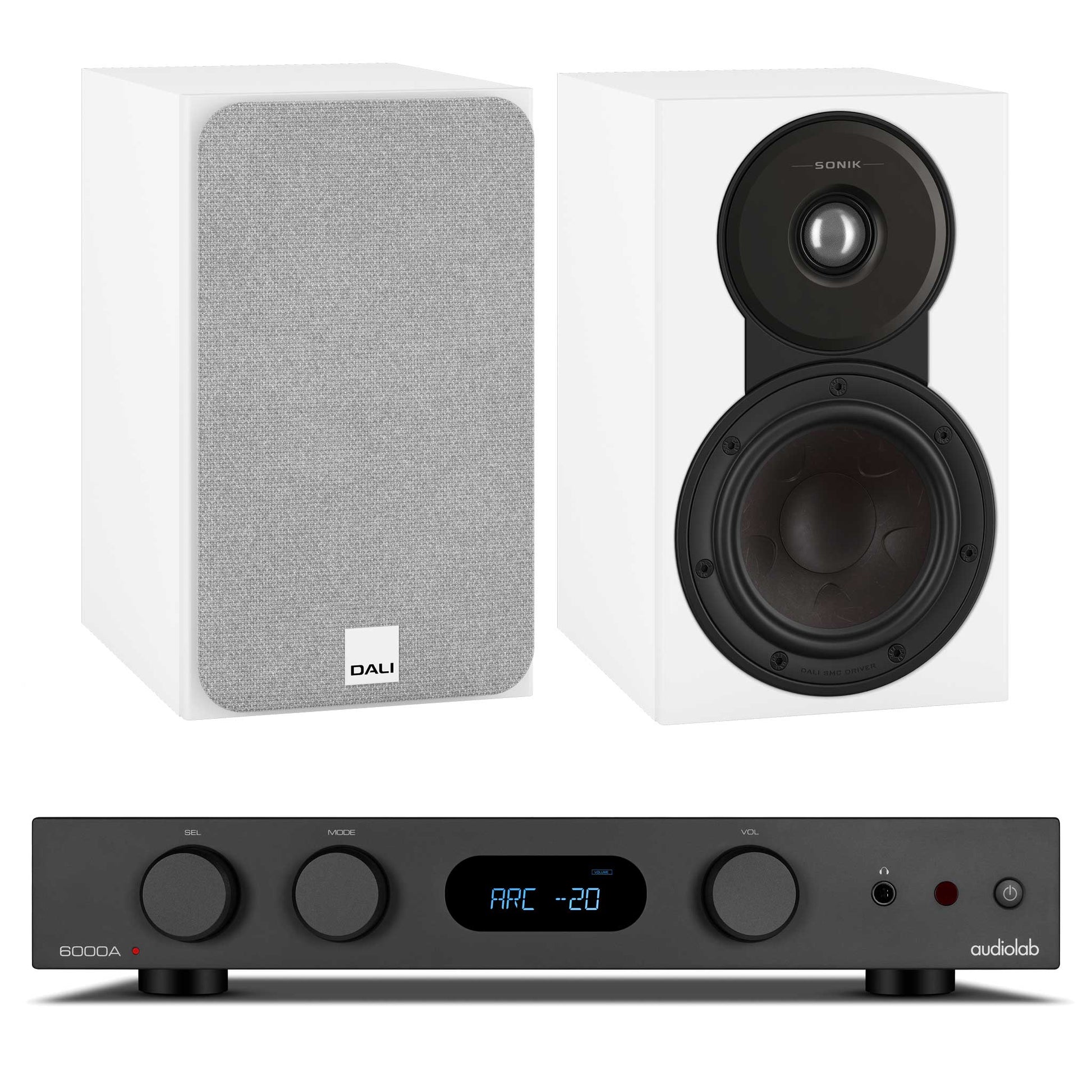 Audiolab 6000A MKII Black with Dali SONIK 1 White