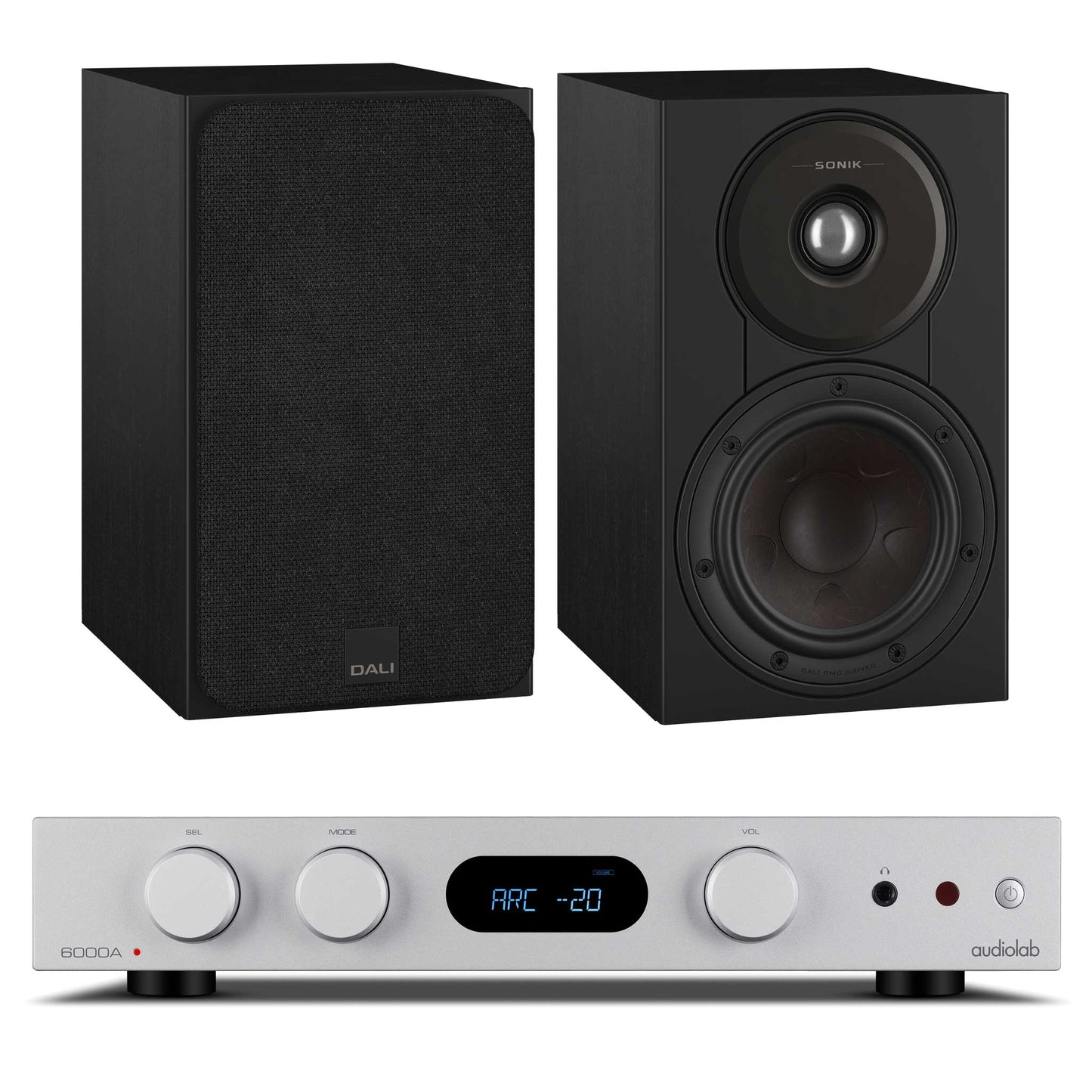 Audiolab 6000A MKII Silver with Dali SONIK 1 Black Ash