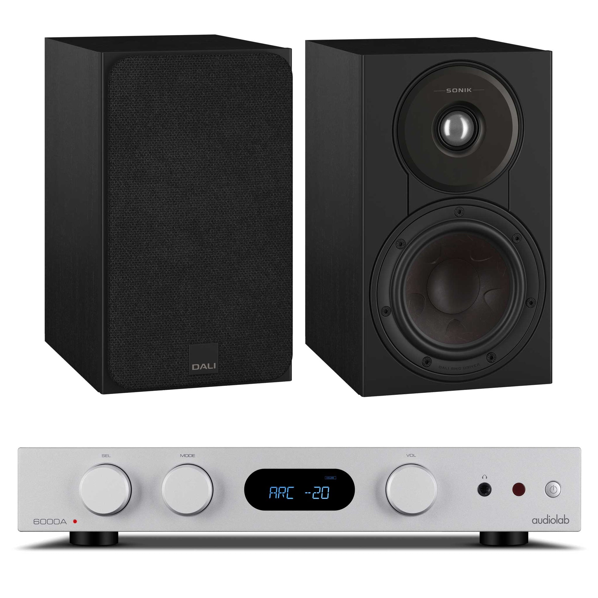 Audiolab 6000A MKII Silver with Dali SONIK 1 Black Ash