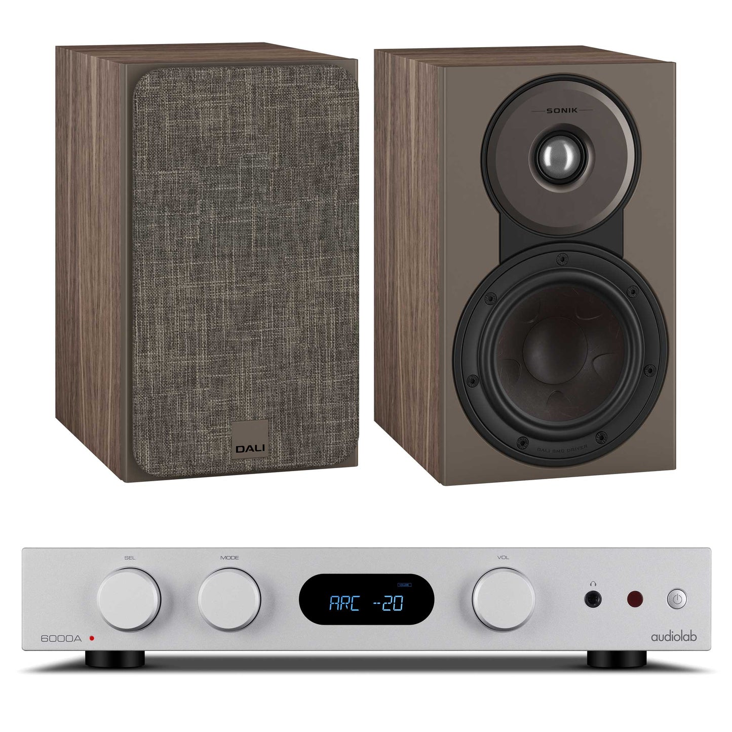 Audiolab 6000A MKII Silver with Dali SONIK 1 Walnut 