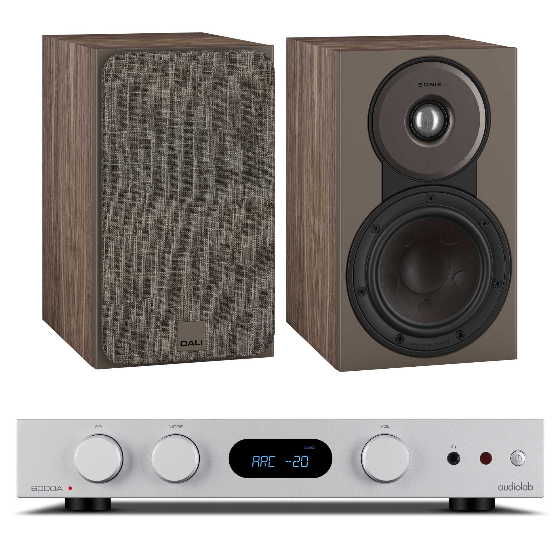 Audiolab 6000A MKII Silver with Dali SONIK 1 Walnut 