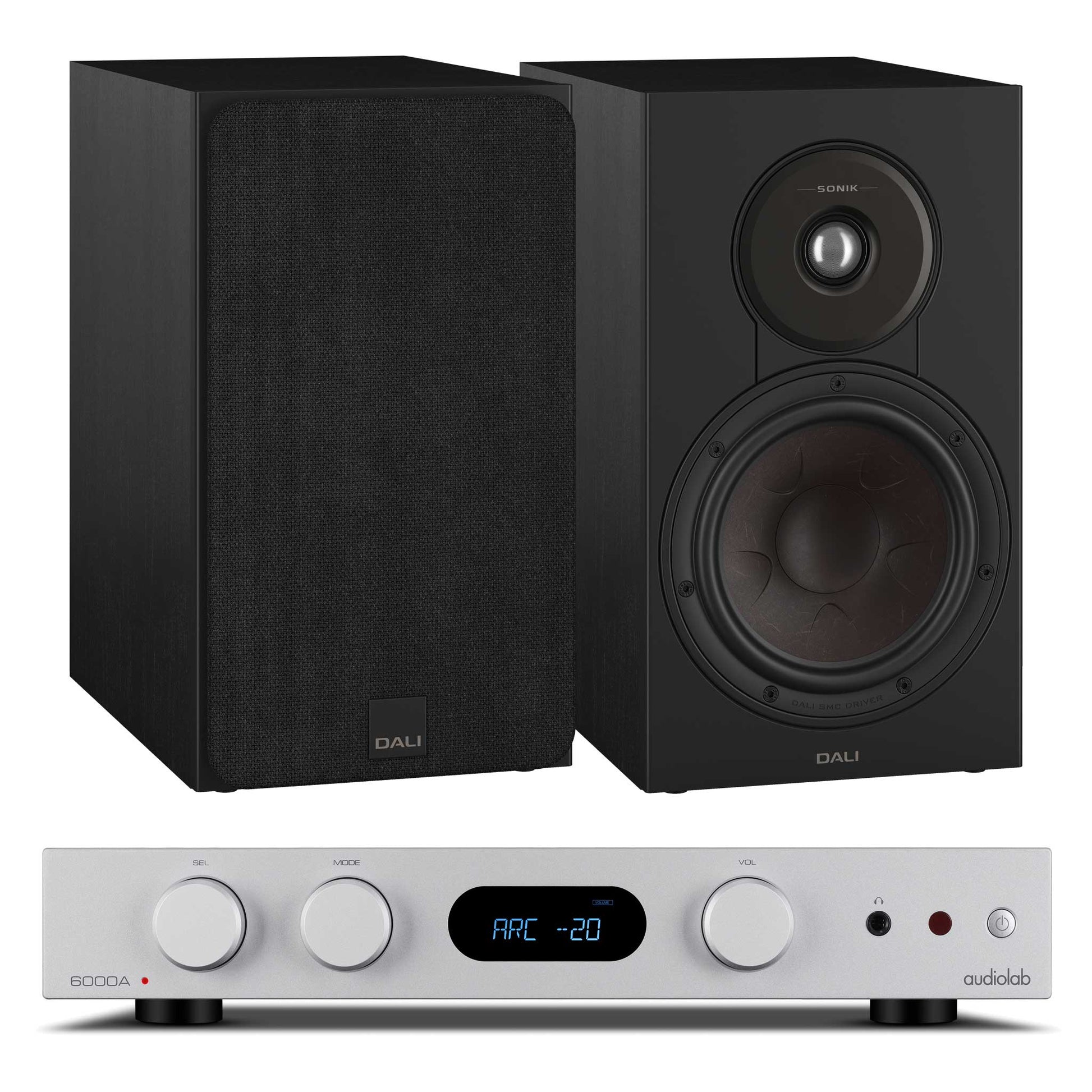 Audiolab 6000A MKII Silver with Dali SONIK 3 Black Ash