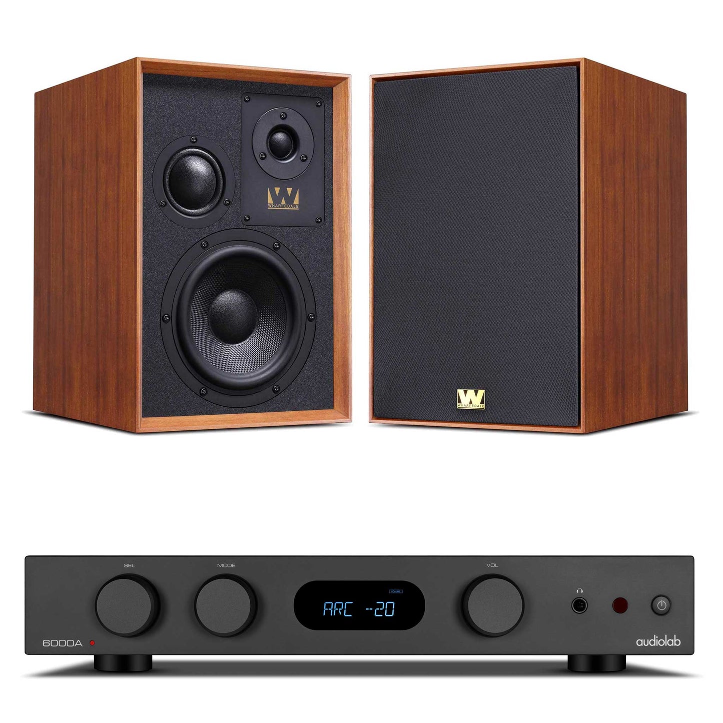 Audiolab 6000A MKII Black with Wharfedale Super Denton Mahogany
