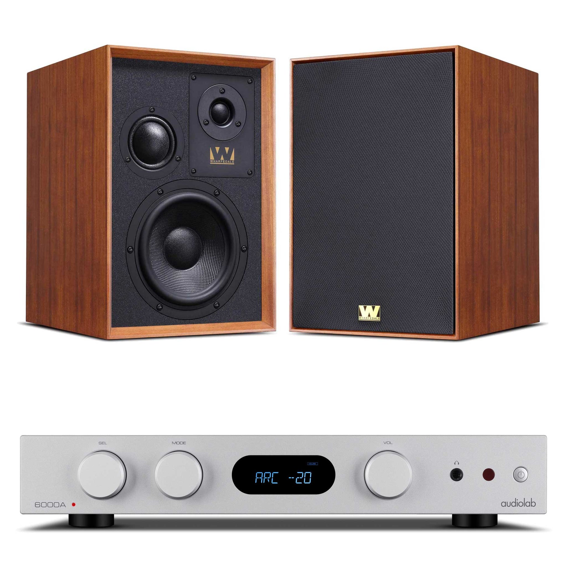 Audiolab 6000A MKII Silver with Wharfedale Super Denton Mahogany