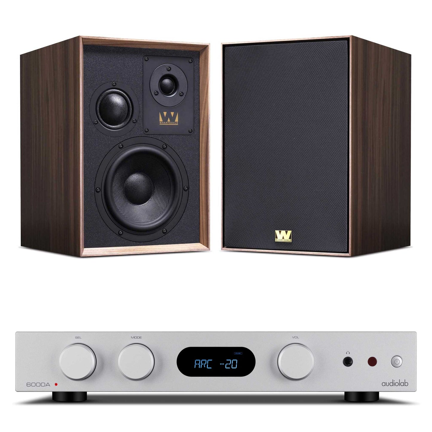 Audiolab 6000A MKII Silver with Wharfedale Super Denton Walnut